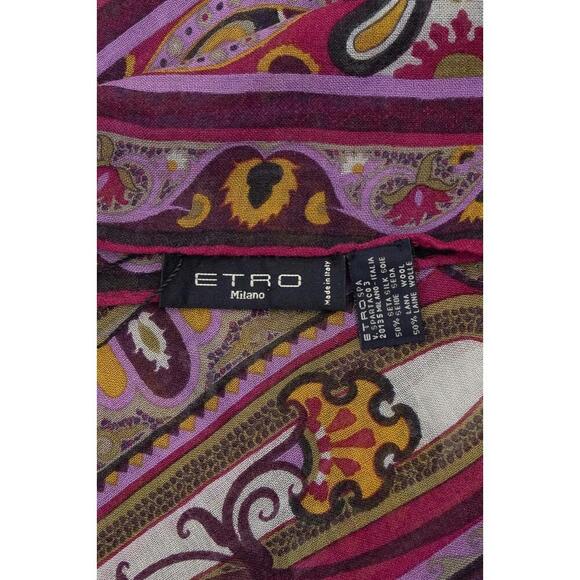Etro Pink & Red Paisley Shawl Silk - Picture 3 of 3